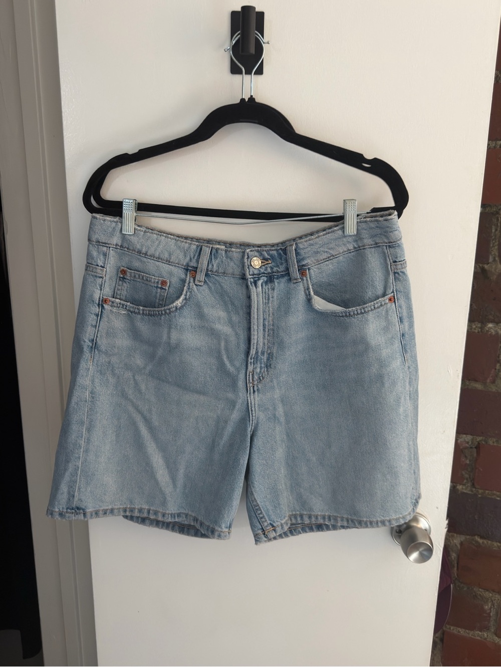 Zara Light Blue Denim Bermuda Shorts